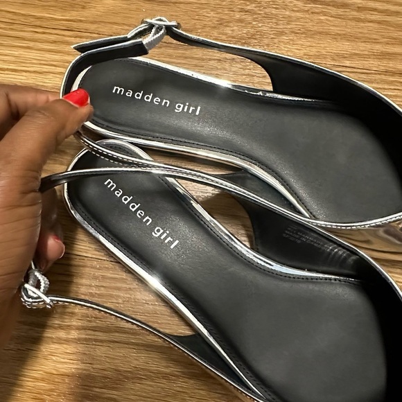 NOT FOR SALE: Madden girl flat silver sling back sandals - Picture 10 of 11